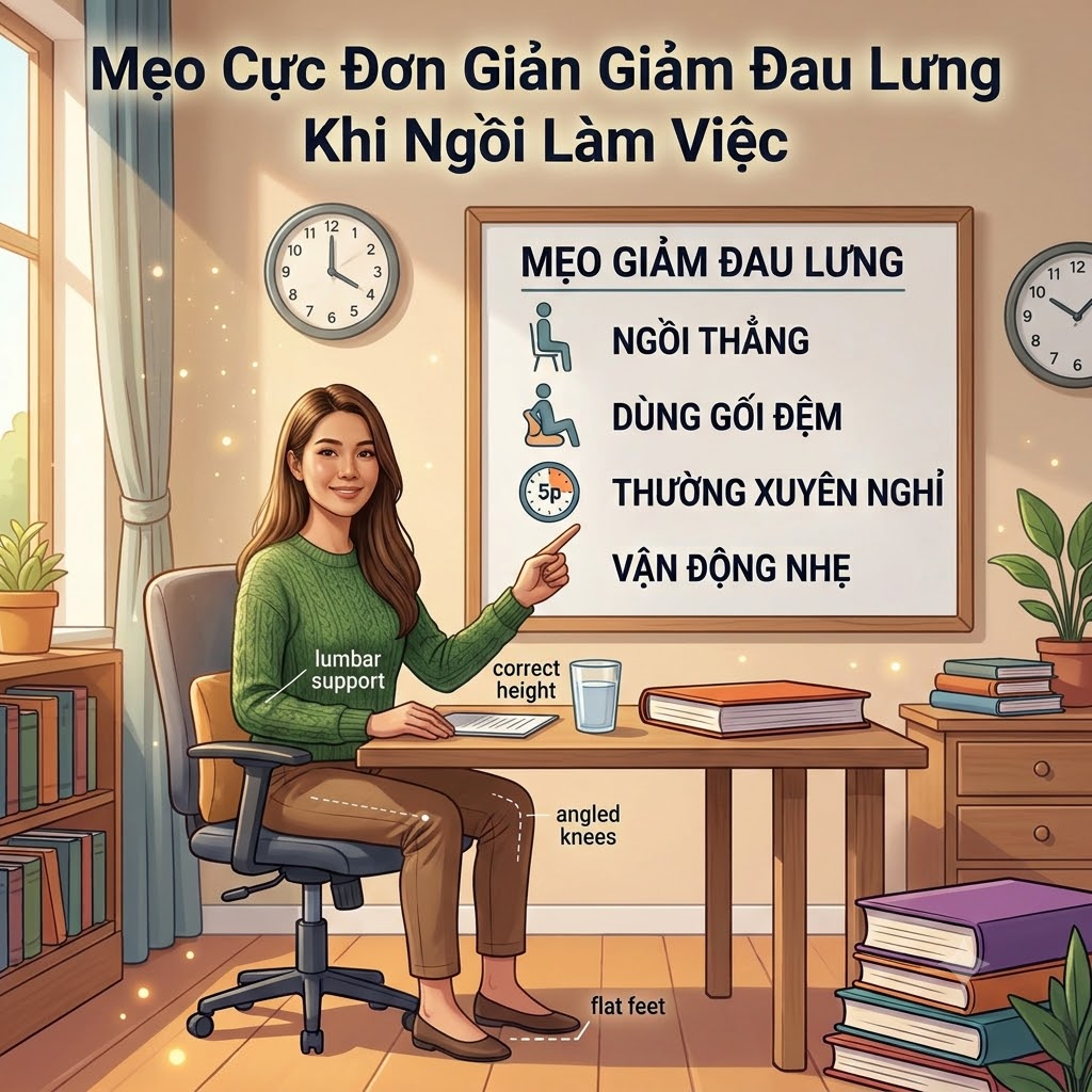 5 Mẹo Cực Đơn Giản Giảm Đau Lưng Khi Ngồi Làm Việc